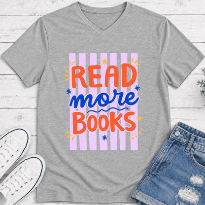 Read More Books Ultra-Soft V-Neck | Energizing Book Lover Gift Athletic Heather