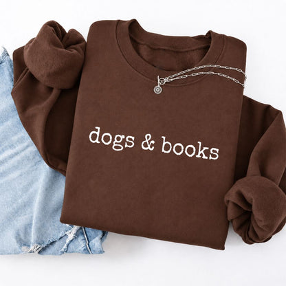 Dogs & Books Softstyle Sweatshirt | Dog Lover & Reader Gift Cocoa