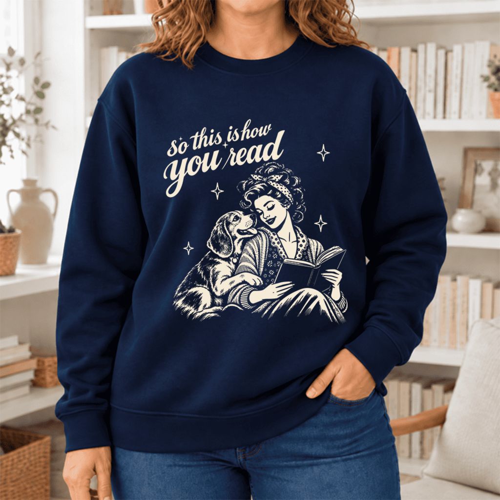 How You Read Beagle Softstyle Sweatshirt | Cozy Dog Mom Reader Gift Navy