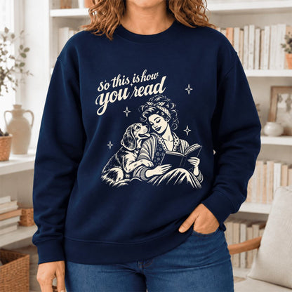 How You Read Beagle Softstyle Sweatshirt | Cozy Dog Mom Reader Gift Navy