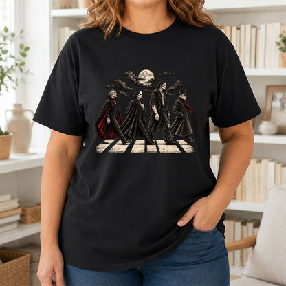 Monsters Road Printed T-Shirt | Halloween Book Lover Gift Black
