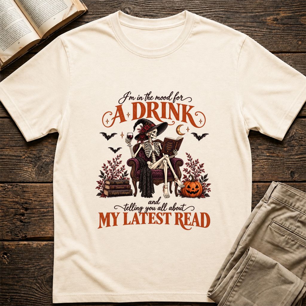 Telling You All About My Lastest Read Printed T-Shirt | Halloween Reader Gift Natural