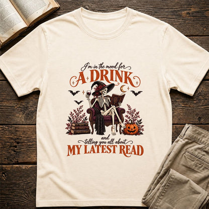 Telling You All About My Lastest Read Printed T-Shirt | Halloween Reader Gift Natural