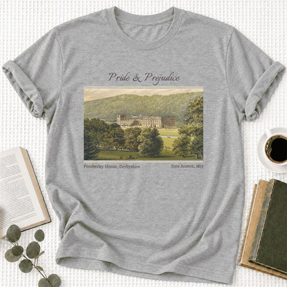 Pemberley House Pride And Prejudice Ultra-Soft Cotton T-Shirt | Gift Athletic Heather