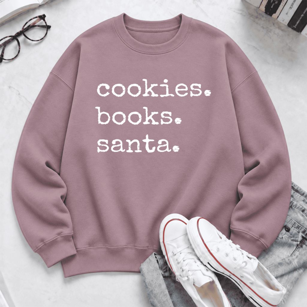 Cookies Books Santa Softstyle Sweatshirt | Christmas Book Lover Gift Paragon