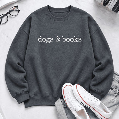 Dogs & Books Softstyle Sweatshirt | Dog Lover & Reader Gift Dark Heather