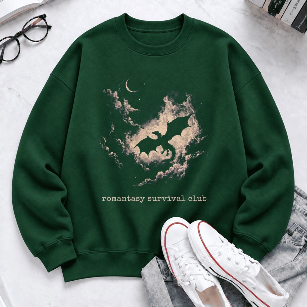 Romantasy Survival Club Softstyle Sweatshirt | Fantasy Reader Gift Forest Green