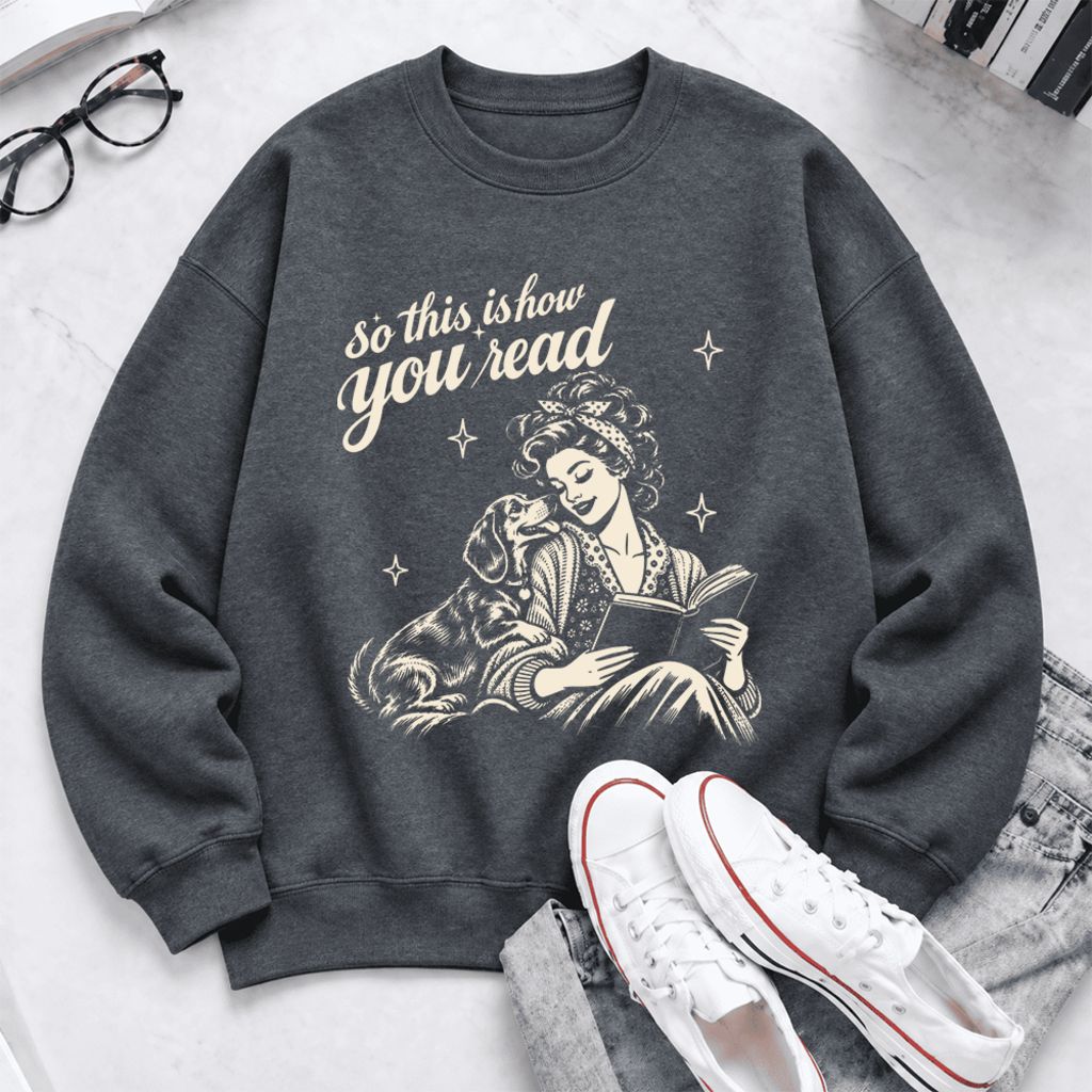 How You Read Dachshund Softstyle Sweatshirt | Cozy Dog Mom Reader Gift Dark Heather