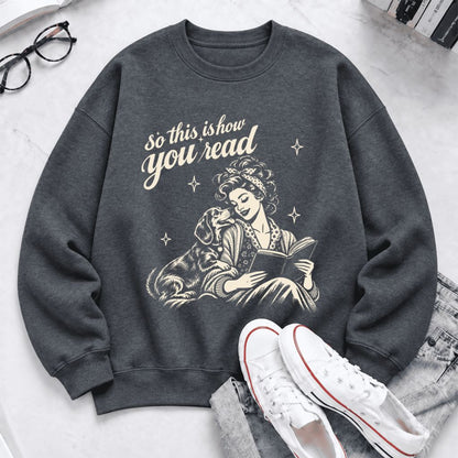 How You Read Dachshund Softstyle Sweatshirt | Cozy Dog Mom Reader Gift Dark Heather