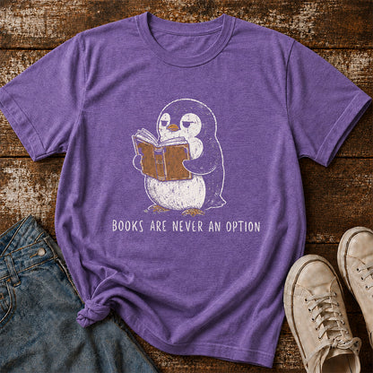 Books Are Never An Option Softstyle T-Shirt | Book Lover Gift Heather Purple