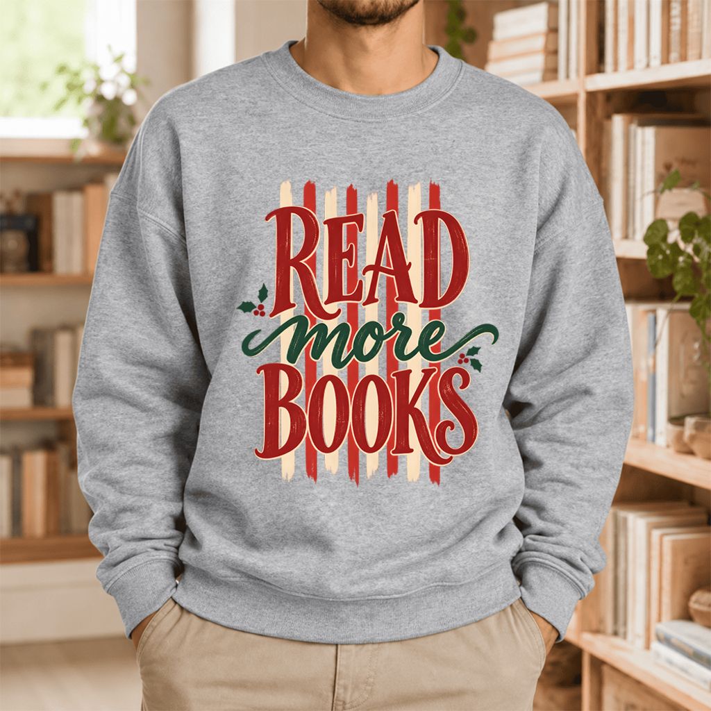 Read More Book Christmas Softstyle Sweatshirt | Christmas Book Lover Gift Sport Grey