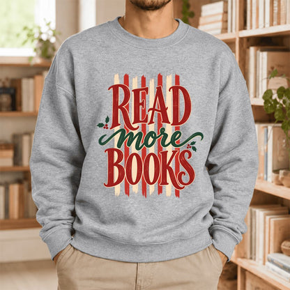 Read More Book Christmas Softstyle Sweatshirt | Christmas Book Lover Gift Sport Grey
