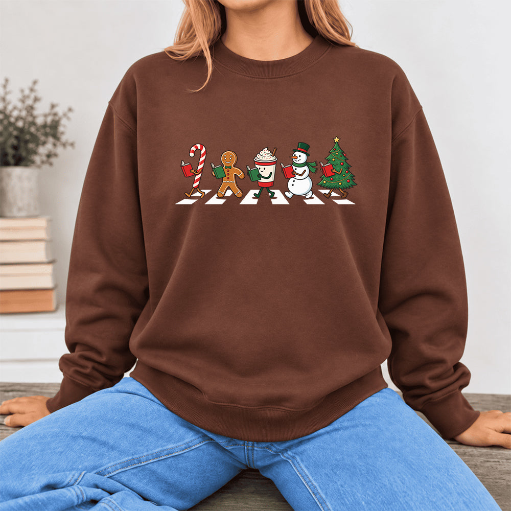 Christmas Reading Parade Softstyle Sweatshirt | Christmas Gift For Readers Cocoa