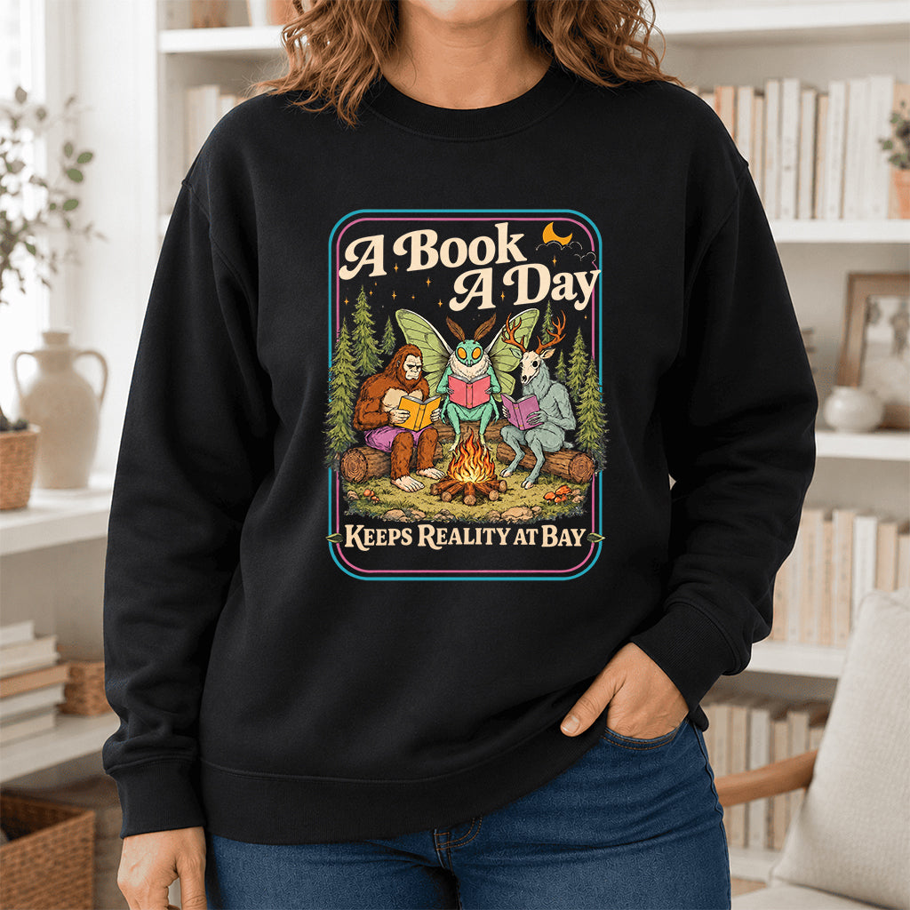 Cryptid Book Club Crewneck Sweatshirt | Reader Gift Black