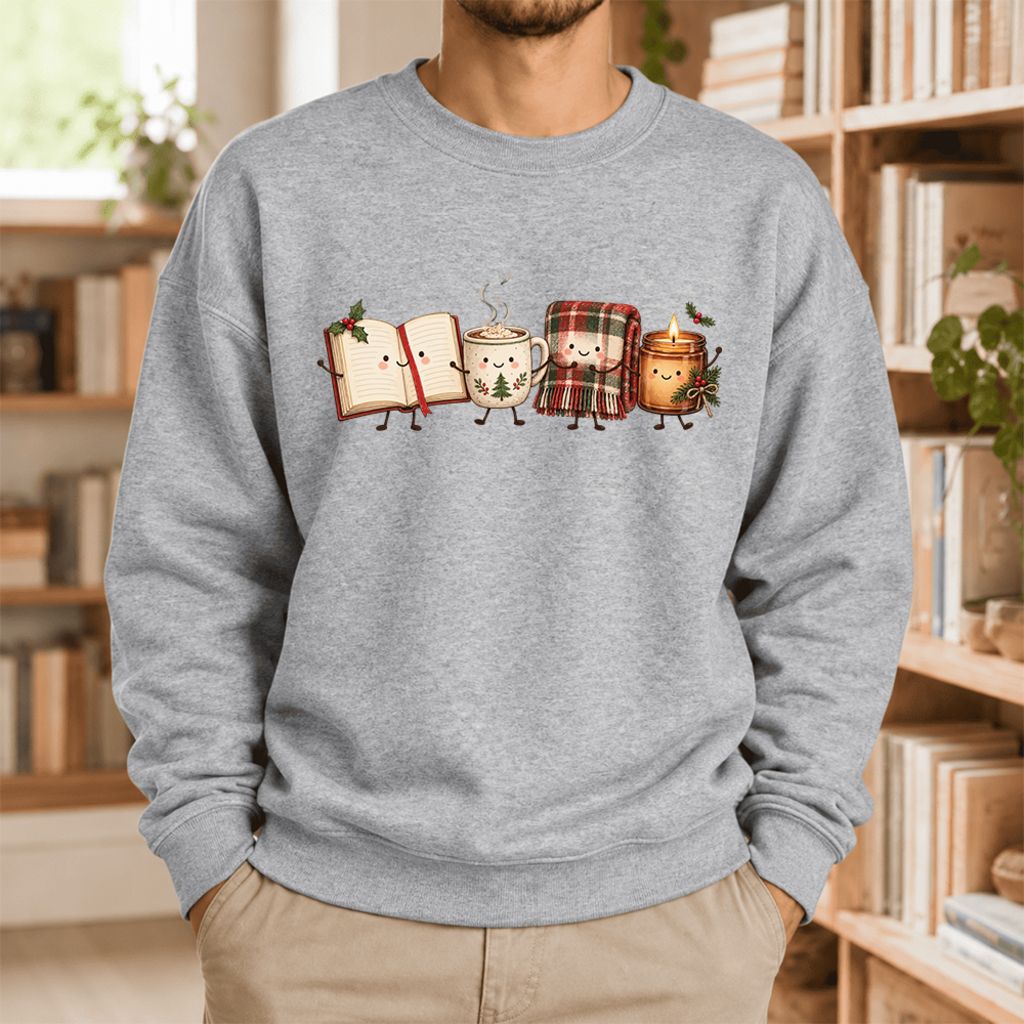 Christmas Cozy Club Softstyle Sweatshirt | Christmas Reader Gift Sport Grey