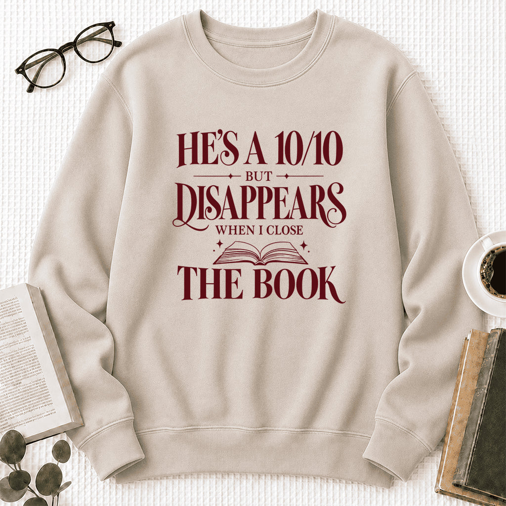 He's A 10/10 Fiction Boyfriend Crewneck Sweatshirt | Romantasy Reader Gift Sand