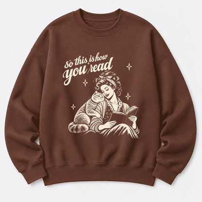How You Read British Shorthair Softstyle Sweatshirt | Cozy Book & Cat Lover Gift Cocoa