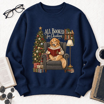 All Booked For Christmas Sweatshirt | Christmas Reader Gift Navy