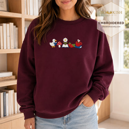 Duck Mushroom Embroidered Sweatshirt | Reader Gift Maroon