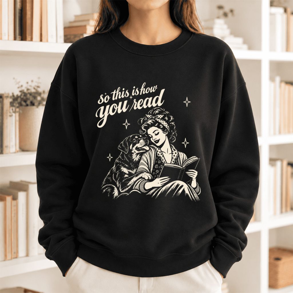 How You Read Rottweiler Softstyle Sweatshirt | Cozy Dog Mom Reader Gift Black