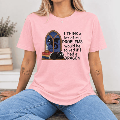 If I Could Have A Dragon Ultra-Soft Cotton T-Shirt | Fantasy Book Lover Gift Pink