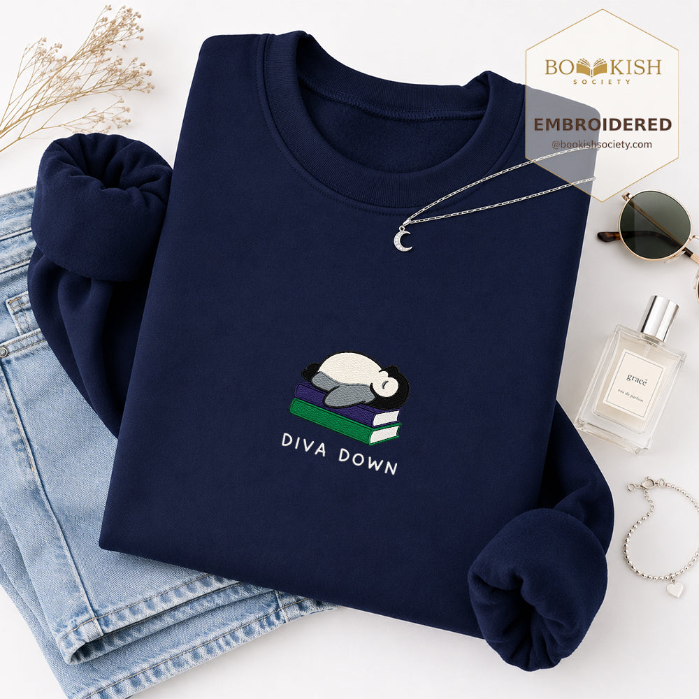 Diva Down Penguin Embroidered Sweatshirt | Reader Gift Navy