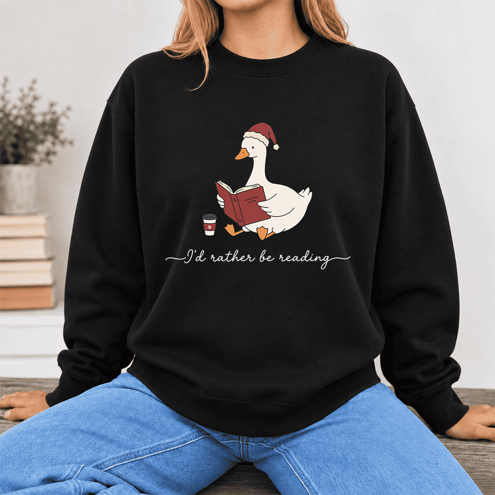 I'D Rather Be Reading Softstyle Sweatshirt | Christmas Book Lover Gift Black