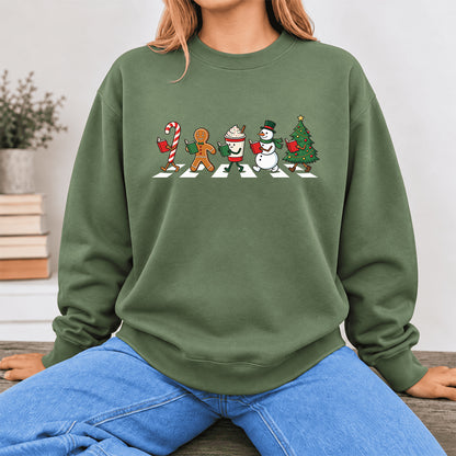 Christmas Reading Parade Softstyle Sweatshirt | Christmas Gift For Readers Military Green