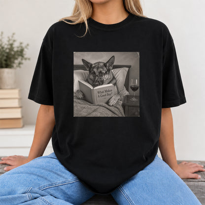 What Makes A Good Boy Printed T-Shirt | Cozy German Shepherd Mom Reader Gift Black
