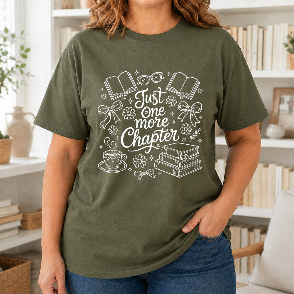Just One More Chapter Softstyle T-Shirt | Book Lover Gift Military Green