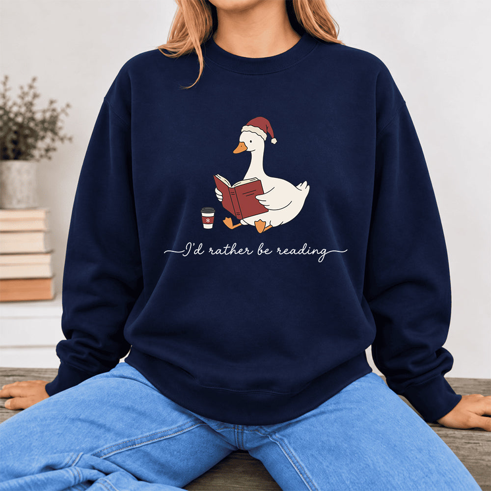 I'D Rather Be Reading Softstyle Sweatshirt | Christmas Book Lover Gift Navy