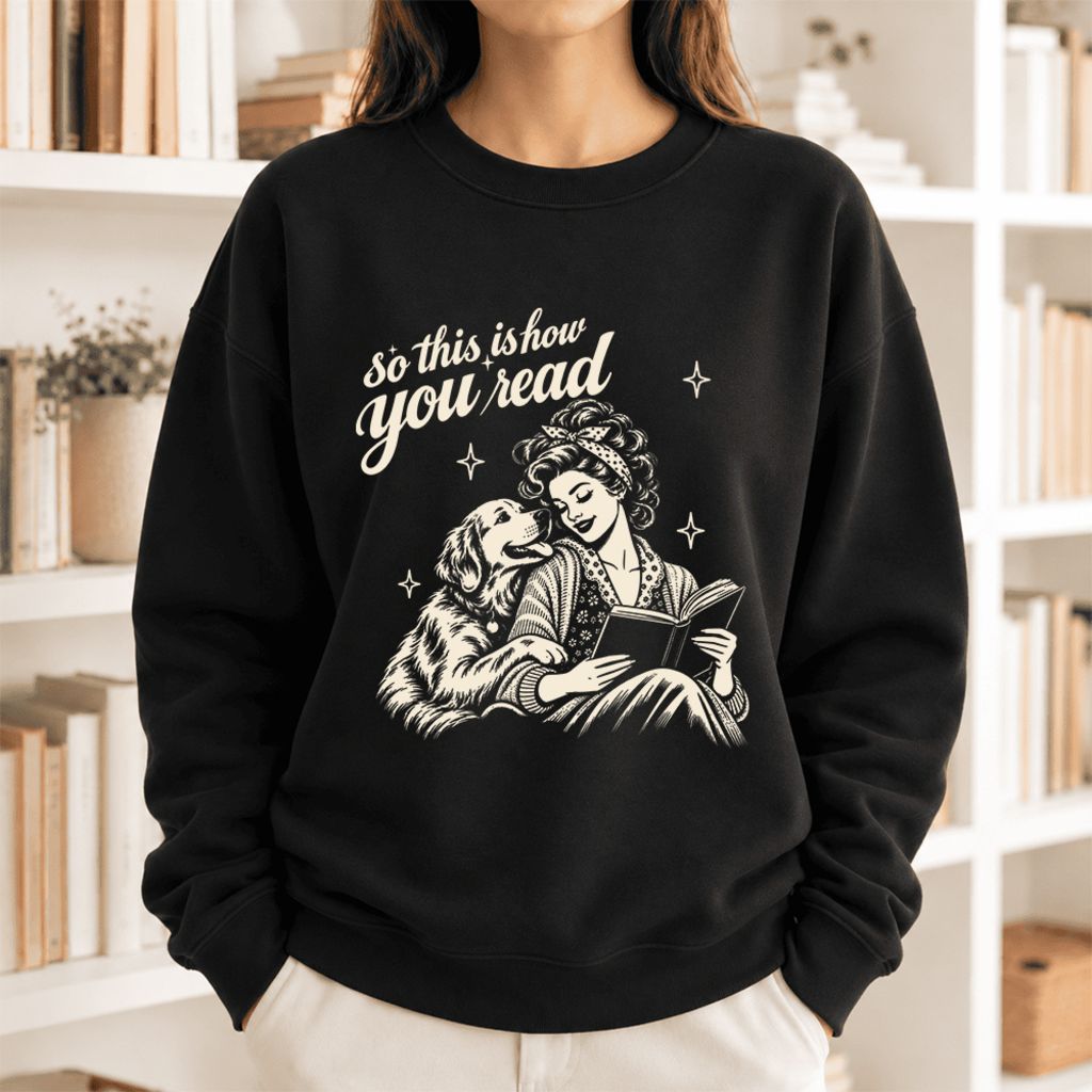How You Read Golden Retriever Softstyle Sweatshirt | Dog Mom Reader Gift Black