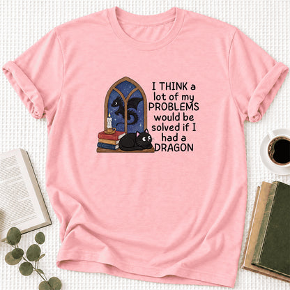 If I Could Have A Dragon Ultra-Soft Cotton T-Shirt | Fantasy Book Lover Gift Pink