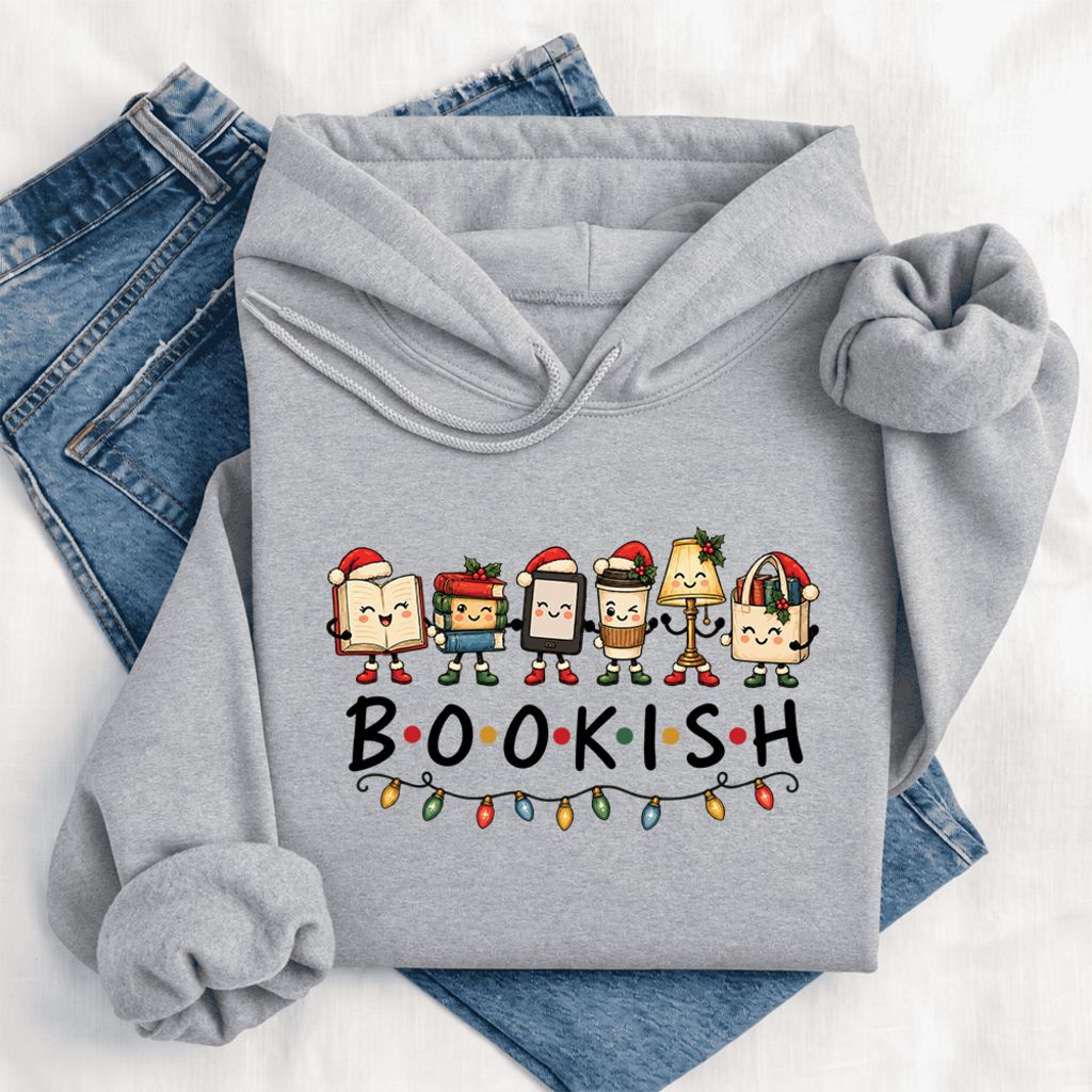Christmas Bookish Things Softstyle Hoodie | Christmas Gift For Readers Sport Grey