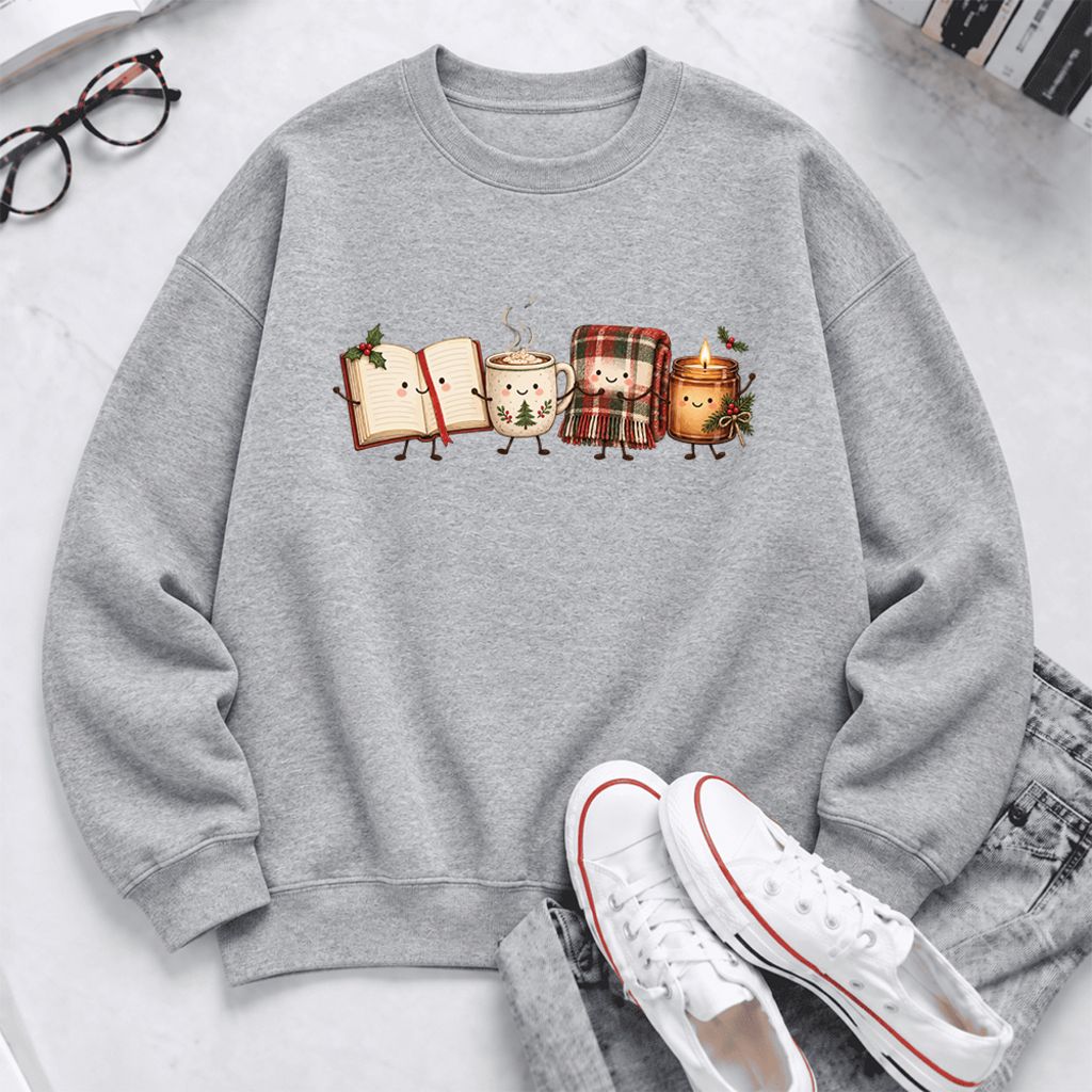 Christmas Cozy Club Softstyle Sweatshirt | Christmas Reader Gift Sport Grey