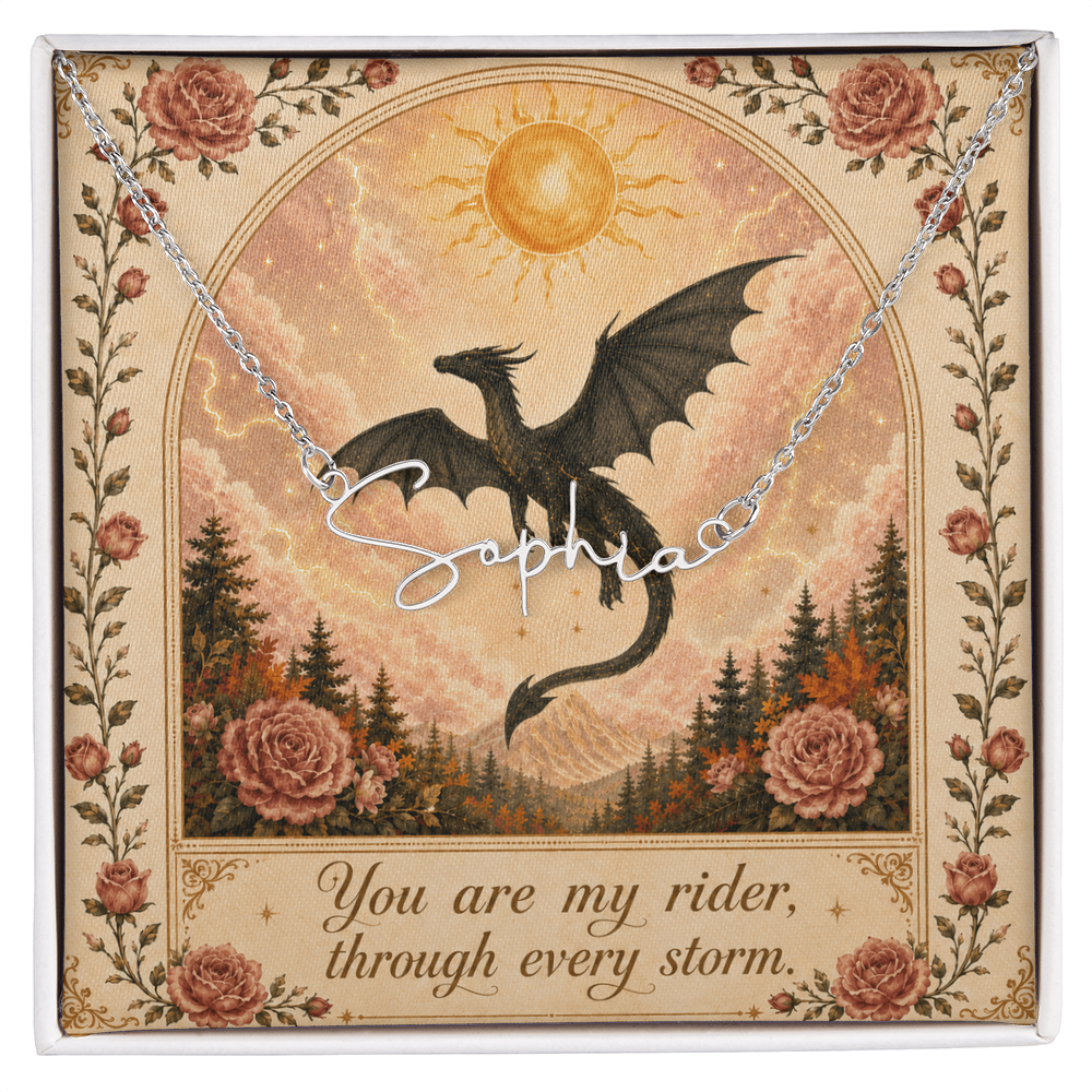 You Are My Rider Decorative Card And Custom Name Polished Stainless Steel Necklace With Box Book Lover Gift Font 2