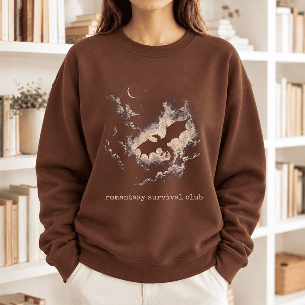 Romantasy Survival Club Softstyle Sweatshirt | Fantasy Reader Gift Cocoa
