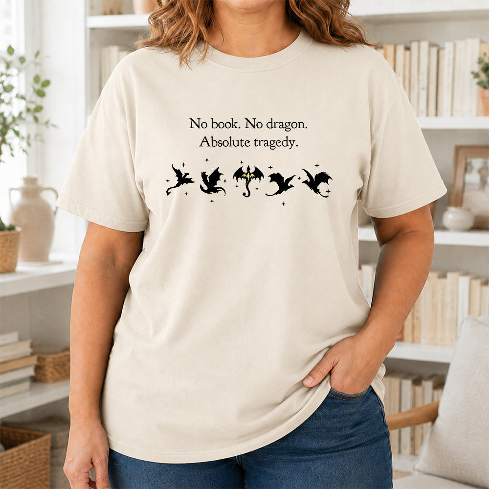 No Book No Dragon Softstyle T-Shirt | Book Lover Gift Natural