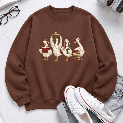 Christmas Reading Ducks Softstyle Sweatshirt | Christmas Book Lover Gift Cocoa