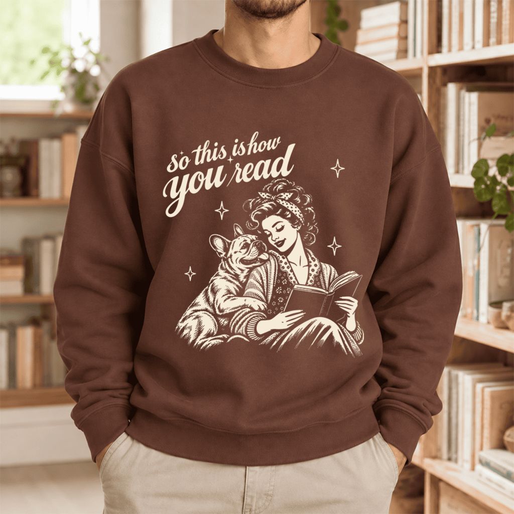 How You Read French Bulldog Softstyle Sweatshirt | Cozy Dog Mom Reader Gift Cocoa