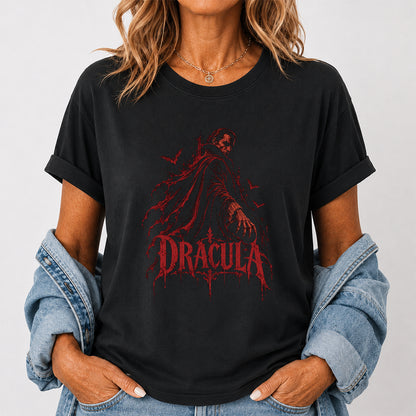 Dracula Printed T-Shirt | Halloween Horror Book Lover Gift Black
