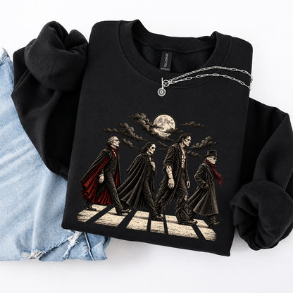 Monsters Road Printed Sweatshirt | Halloween Book Lover Gift Black