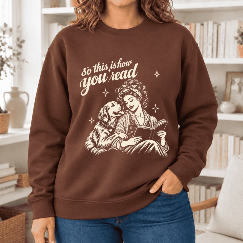 How You Read Golden Retriever Softstyle Sweatshirt | Dog Mom Reader Gift Cocoa