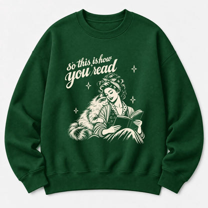 How You Read Ragdoll Softstyle Sweatshirt | Cozy Cat & Book Lover Gift Forest Green