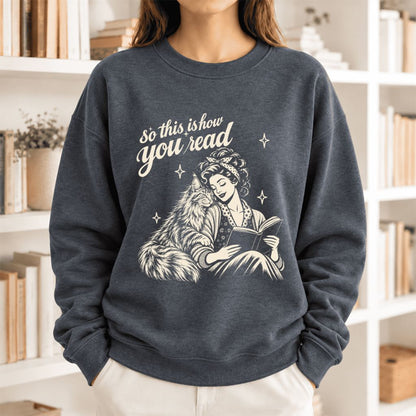 How You Read Maine Coon Softstyle Sweatshirt | Cozy Cat & Book Lover Gift Dark Heather