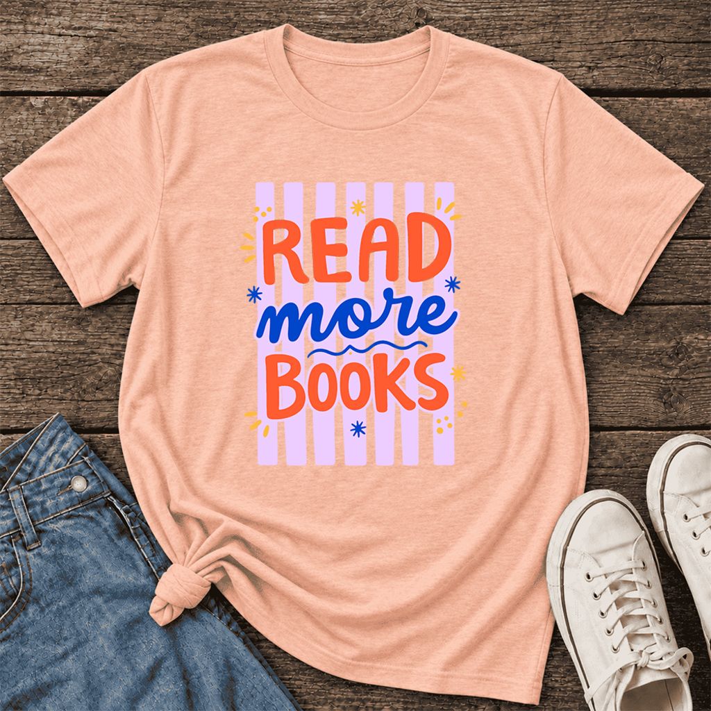 Read More Books Ultra-Soft Cotton T-Shirt | Reader Gift Heather Peach