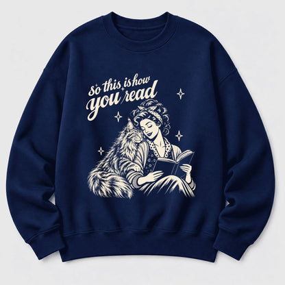 How You Read Maine Coon Softstyle Sweatshirt | Cozy Cat & Book Lover Gift Navy