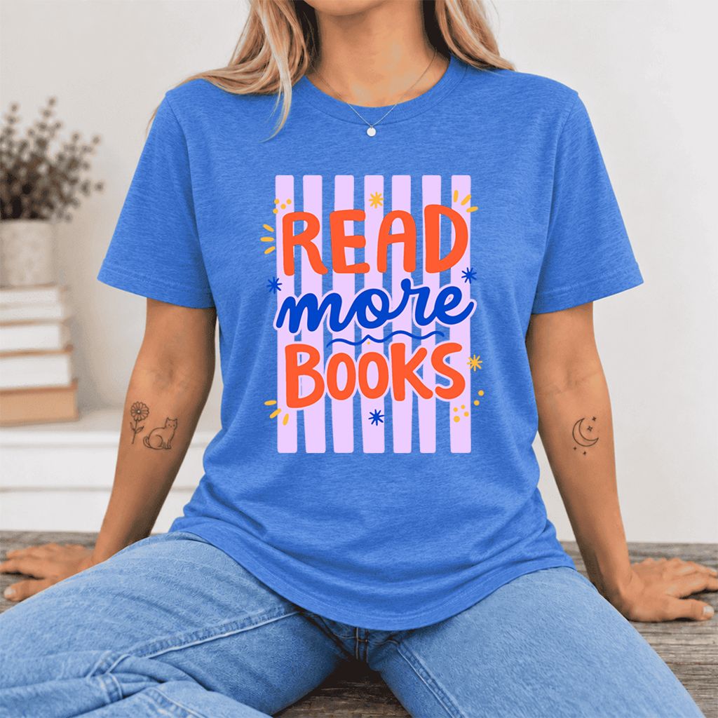 Read More Books Ultra-Soft Cotton T-Shirt | Reader Gift Heather True Royal