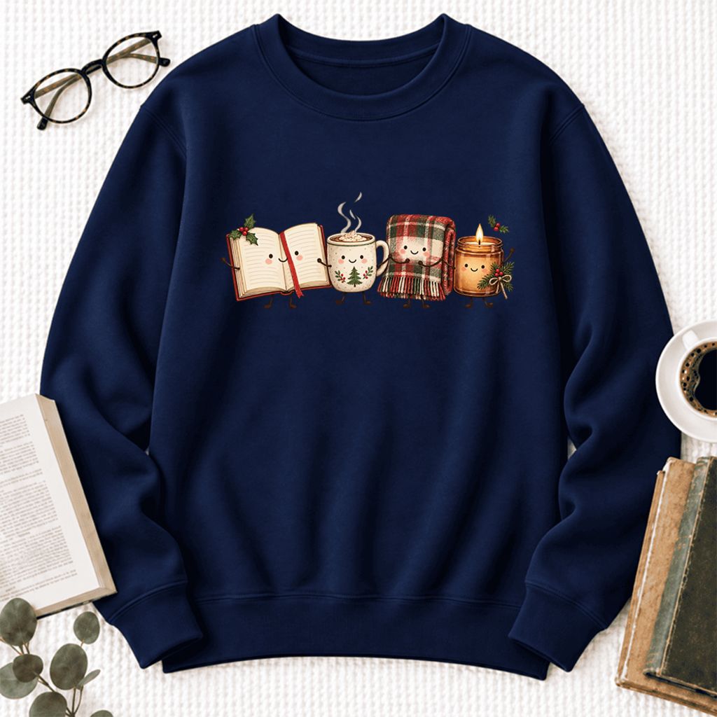 Christmas Cozy Club Softstyle Sweatshirt | Christmas Reader Gift Navy
