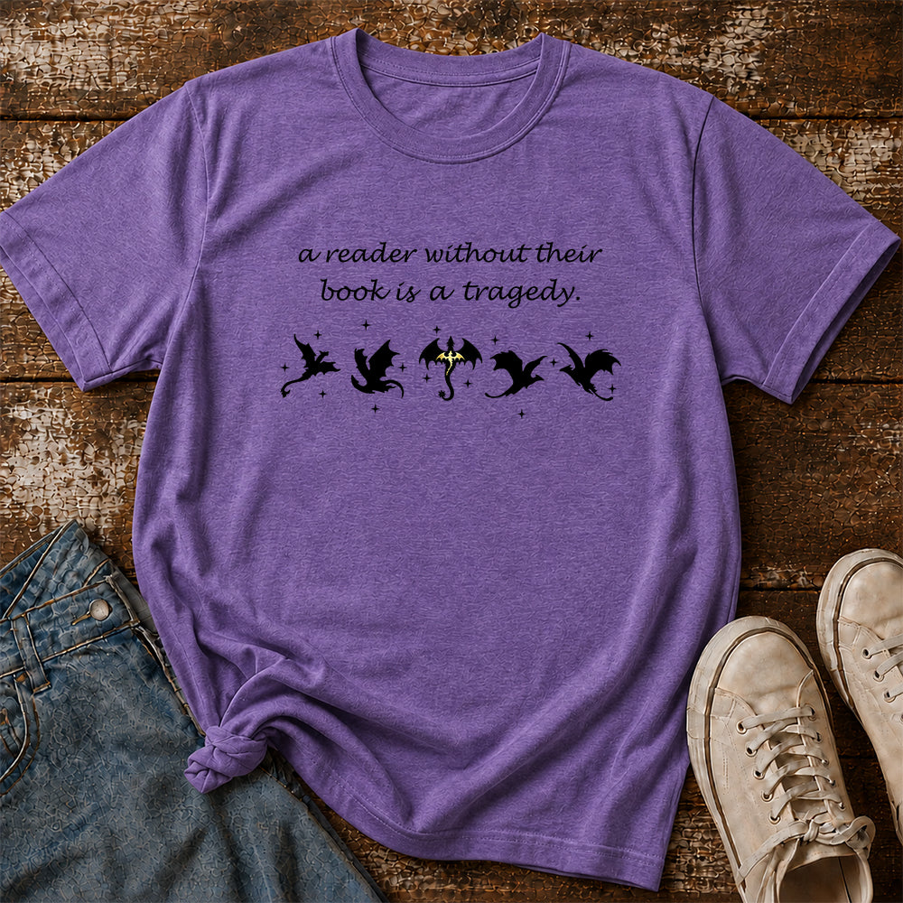 A Reader Without Their Book Softstyle T-Shirt | Book Lover Gift Heather Purple